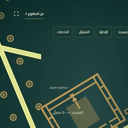 المسجد والساحة وصفوف الصلاة في مخطط الإصدار ١٨